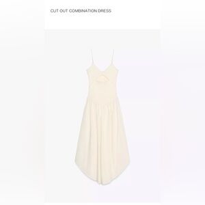 Zara Cream Cut-Out Dress with Spaghetti Straps